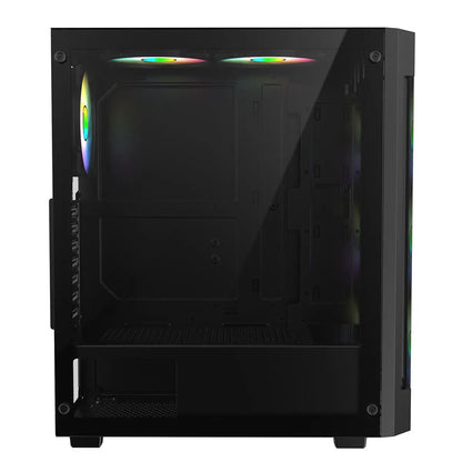 CiT Destroyer Black ATX Gaming Case with Tempered Glass Front and Side Panel with 6 x ARGB Fans and 6-Port MB Sync Hub CiT