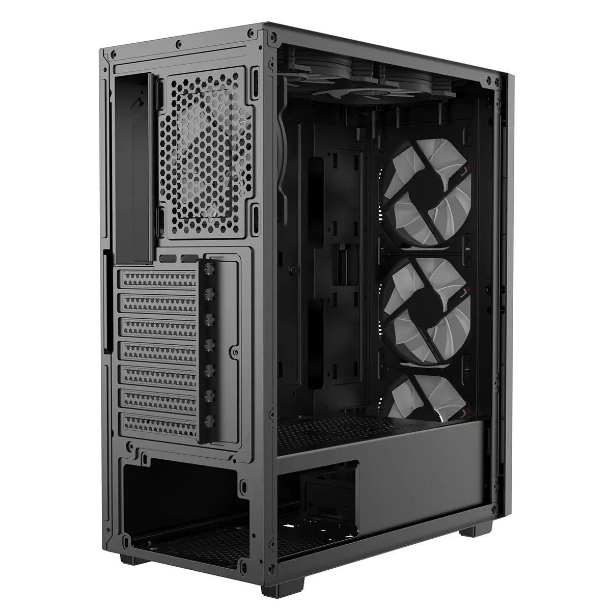 CiT Destroyer Black ATX Gaming Case with Tempered Glass Front and Side Panel with 6 x ARGB Fans and 6-Port MB Sync Hub CiT