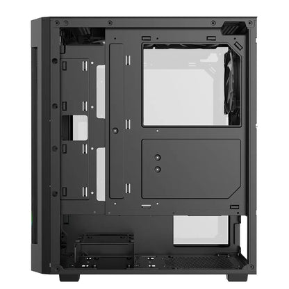 CiT Destroyer Black ATX Gaming Case with Tempered Glass Front and Side Panel with 6 x ARGB Fans and 6-Port MB Sync Hub CiT