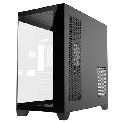CiT DS360 Black ATX Gaming Case With Dual Chamber Panoramic Tempered Glass With 6 Port PWM Hub CiT