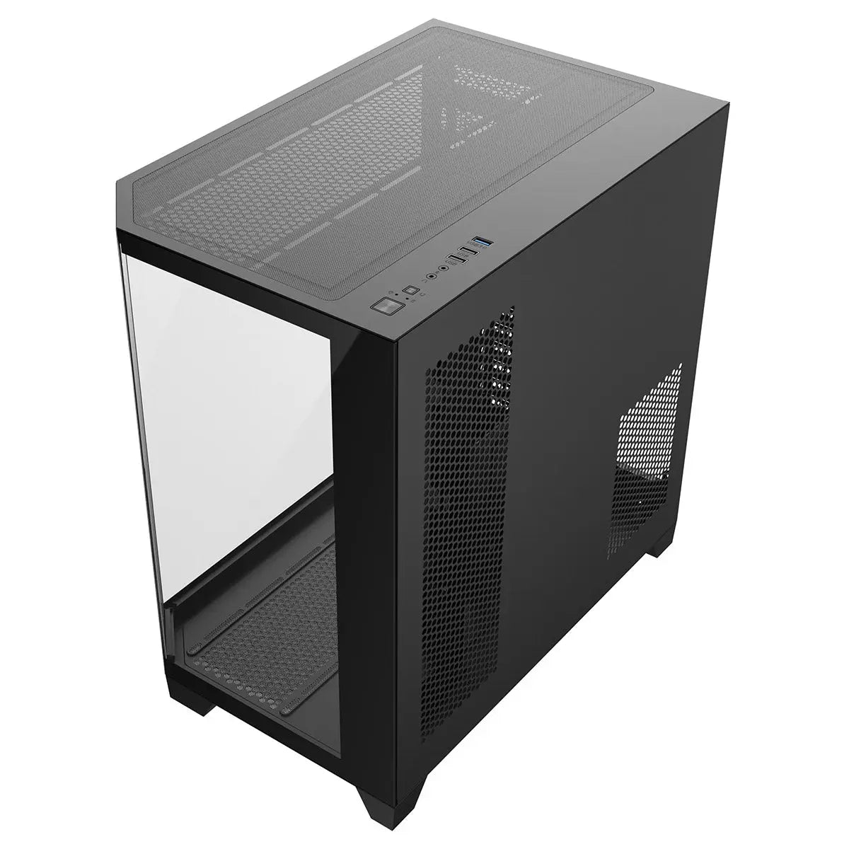 CiT DS360 Black ATX Gaming Case With Dual Chamber Panoramic Tempered Glass With 6 Port PWM Hub