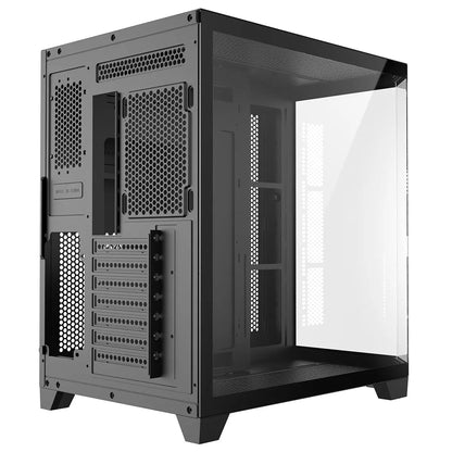 CiT DS360 Black ATX Gaming Case With Dual Chamber Panoramic Tempered Glass With 6 Port PWM Hub CiT