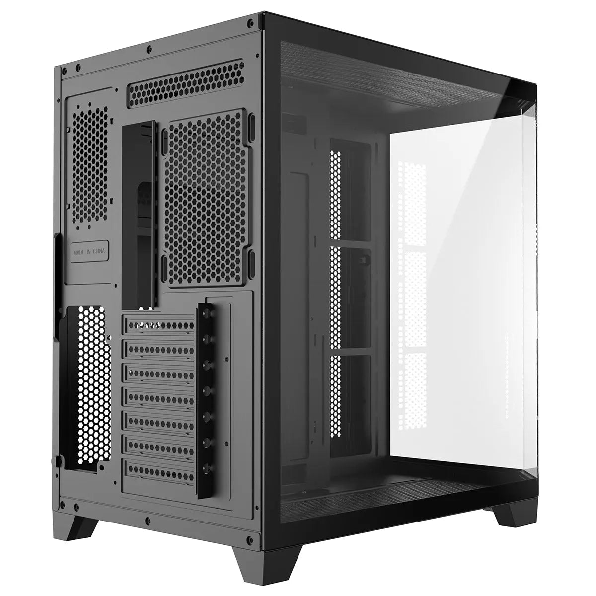 CiT DS360 Black ATX Gaming Case With Dual Chamber Panoramic Tempered Glass With 6 Port PWM Hub CiT