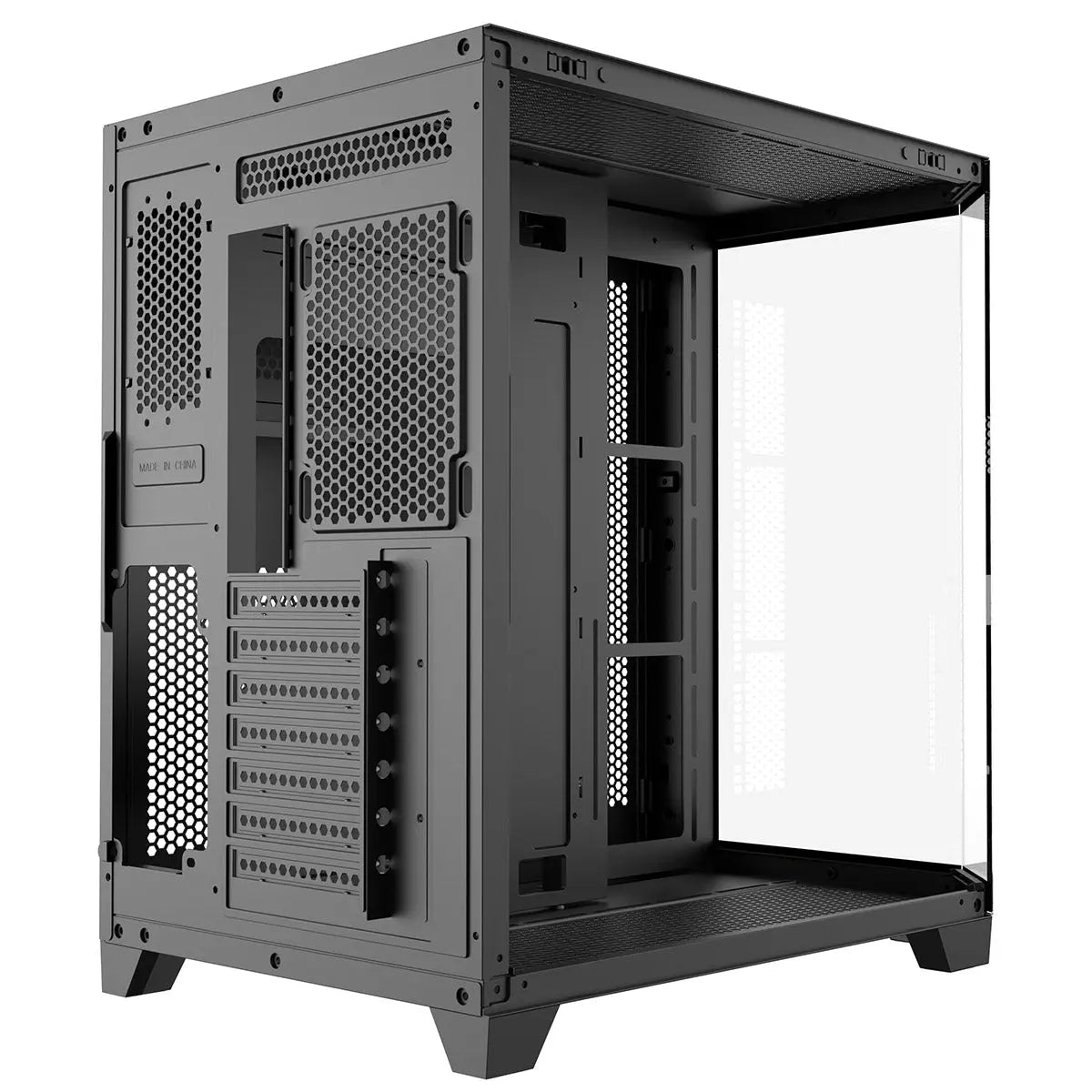 CiT DS360 Black ATX Gaming Case With Dual Chamber Panoramic Tempered Glass With 4 x CiT Pro Storm 120mm Fans and 6 Port PWM Hub