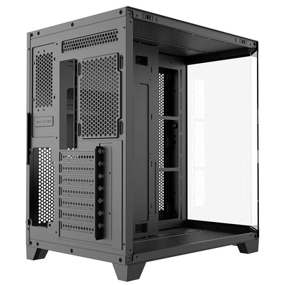 CiT DS360 Black ATX Gaming Case With Dual Chamber Panoramic Tempered Glass With 4 x CiT Pro Storm 120mm Fans and 6 Port PWM Hub