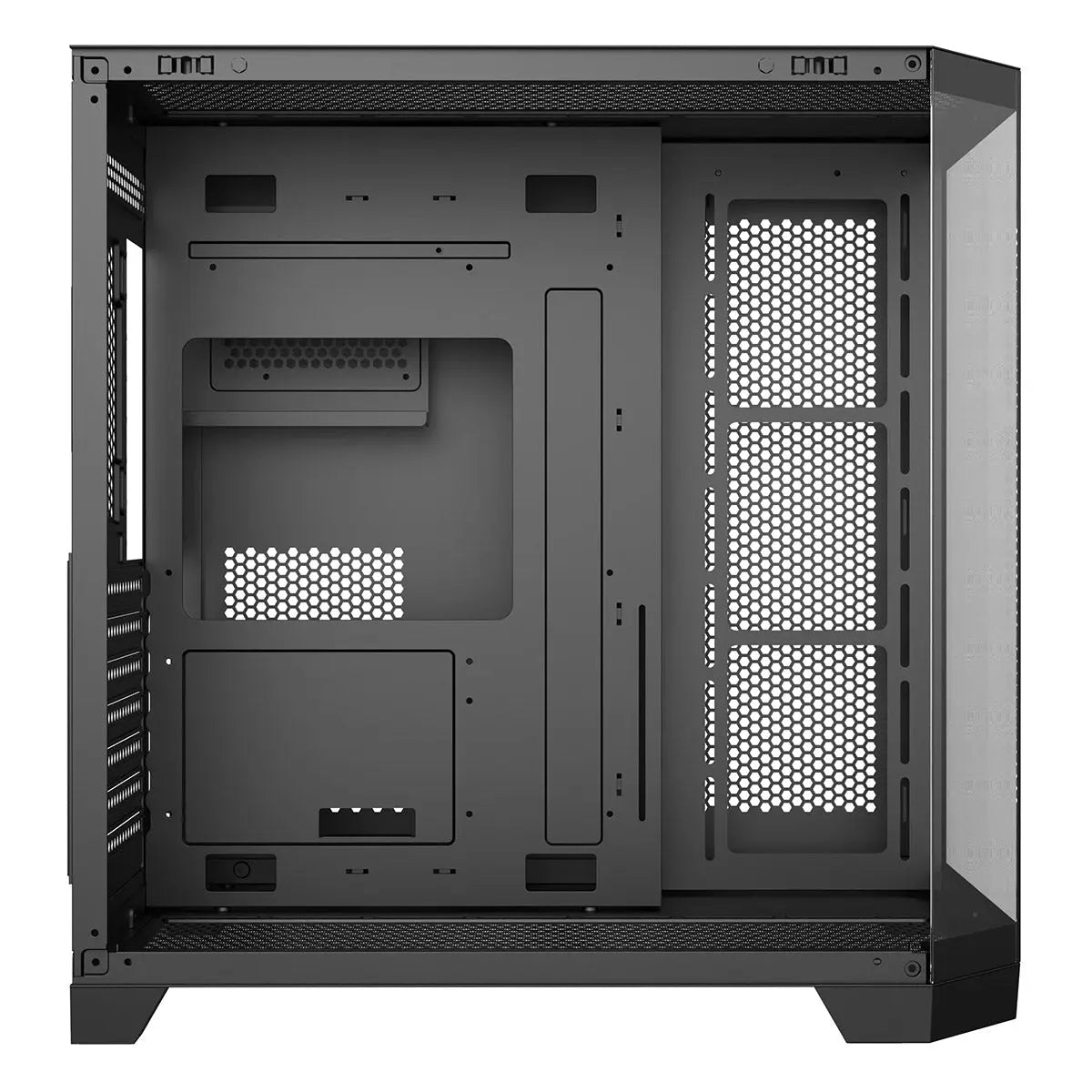 CiT DS360 Black ATX Gaming Case With Dual Chamber Panoramic Tempered Glass With 4 x CiT Pro Storm 120mm Fans and 6 Port PWM Hub CiT