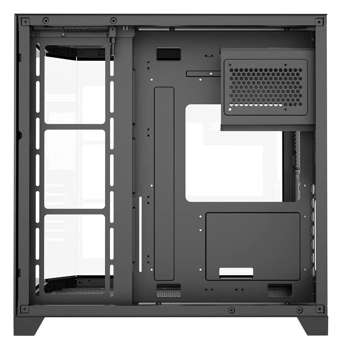 CiT DS360 Black ATX Gaming Case With Dual Chamber Panoramic Tempered Glass With 6 Port PWM Hub CiT