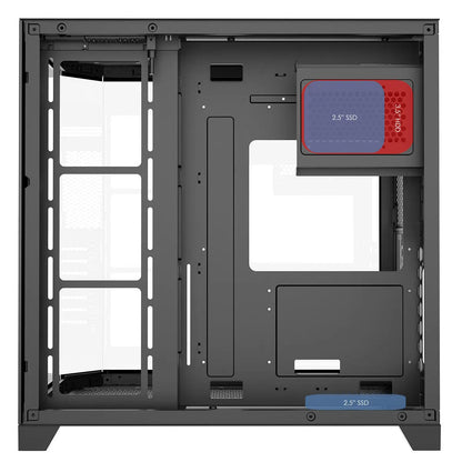 CiT DS360 Black ATX Gaming Case With Dual Chamber Panoramic Tempered Glass With 6 Port PWM Hub CiT