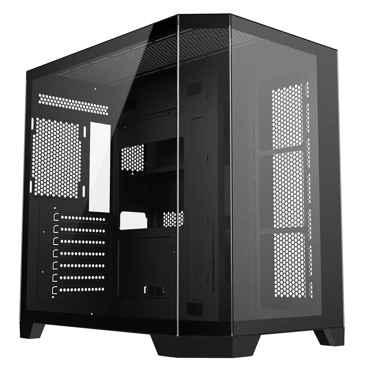 CiT DS360 Black ATX Gaming Case With Dual Chamber Panoramic Tempered Glass With 6 Port PWM Hub CiT