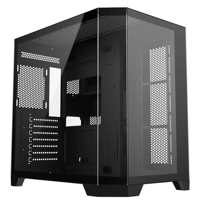 CiT DS360 Black ATX Gaming Case With Dual Chamber Panoramic Tempered Glass With 6 Port PWM Hub CiT