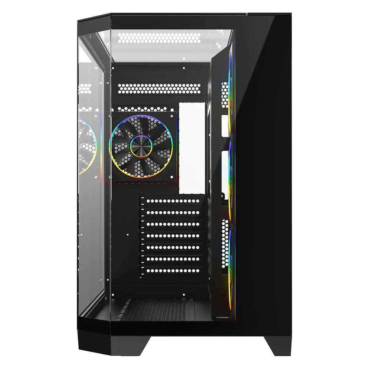CiT DS360 PRO Black ATX Gaming Case With Dual Chamber Panoramic Tempered Glass With 4 x CiT Saturn PWM ARGB Fans and 6 Port PWM Hub CiT
