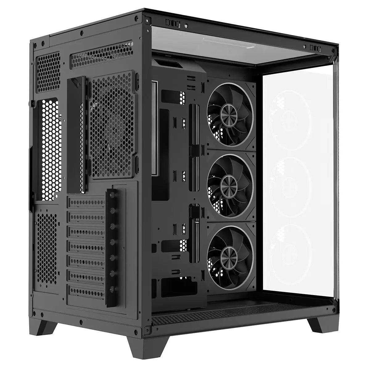 CiT DS360 PRO Black ATX Gaming Case With Dual Chamber Panoramic Tempered Glass With 4 x CiT Saturn PWM ARGB Fans and 6 Port PWM Hub CiT