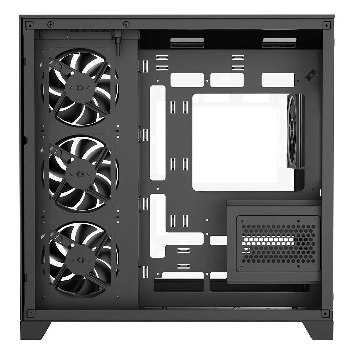 CiT DS360 PRO Black ATX Gaming Case With Dual Chamber Panoramic Tempered Glass With 4 x CiT Saturn PWM ARGB Fans and 6 Port PWM Hub CiT