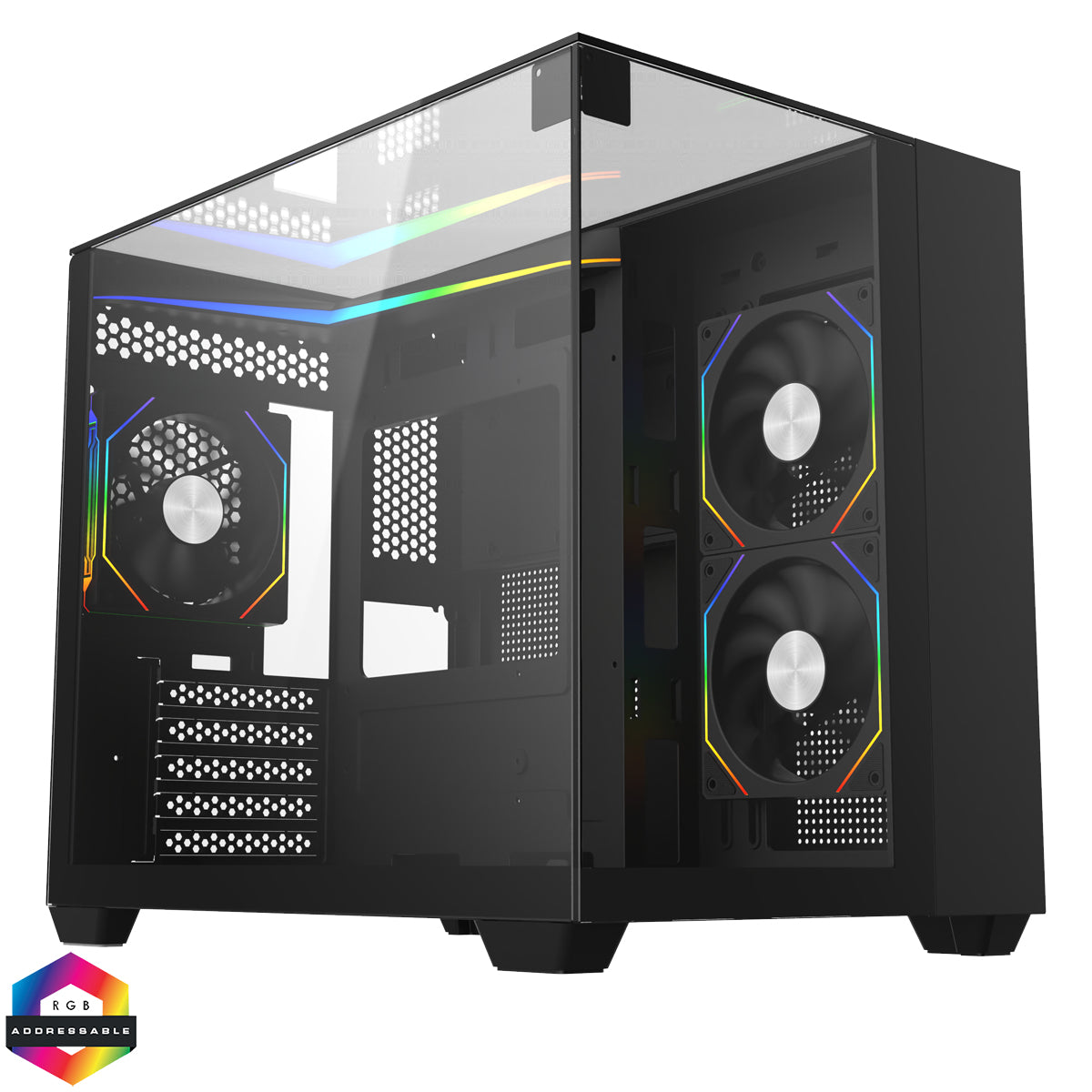 CiT Eclipse Black Micro-ATX Gaming Case Tempered Glass ARGB
