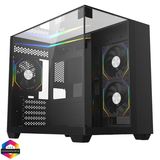 CiT Eclipse Black Micro-ATX Gaming Case Tempered Glass ARGB