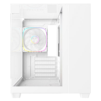 CiT Eclipse Mini White Micro-ATX Gaming Case With Three-Sided Tempered Glass and 3 x 120mm PWM ARGB Fans With 6-Port Hub Included - Destello
