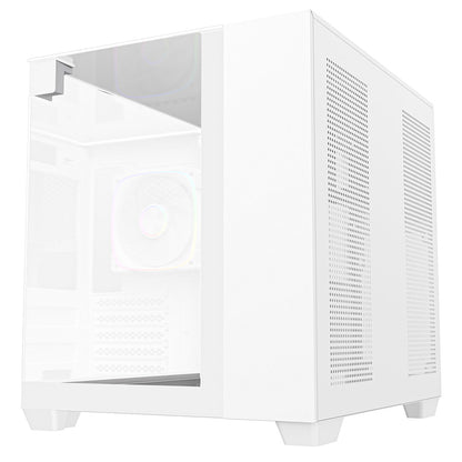 CiT Eclipse Mini White Micro-ATX Gaming Case With Three-Sided Tempered Glass and 3 x 120mm PWM ARGB Fans With 6-Port Hub Included - Destello