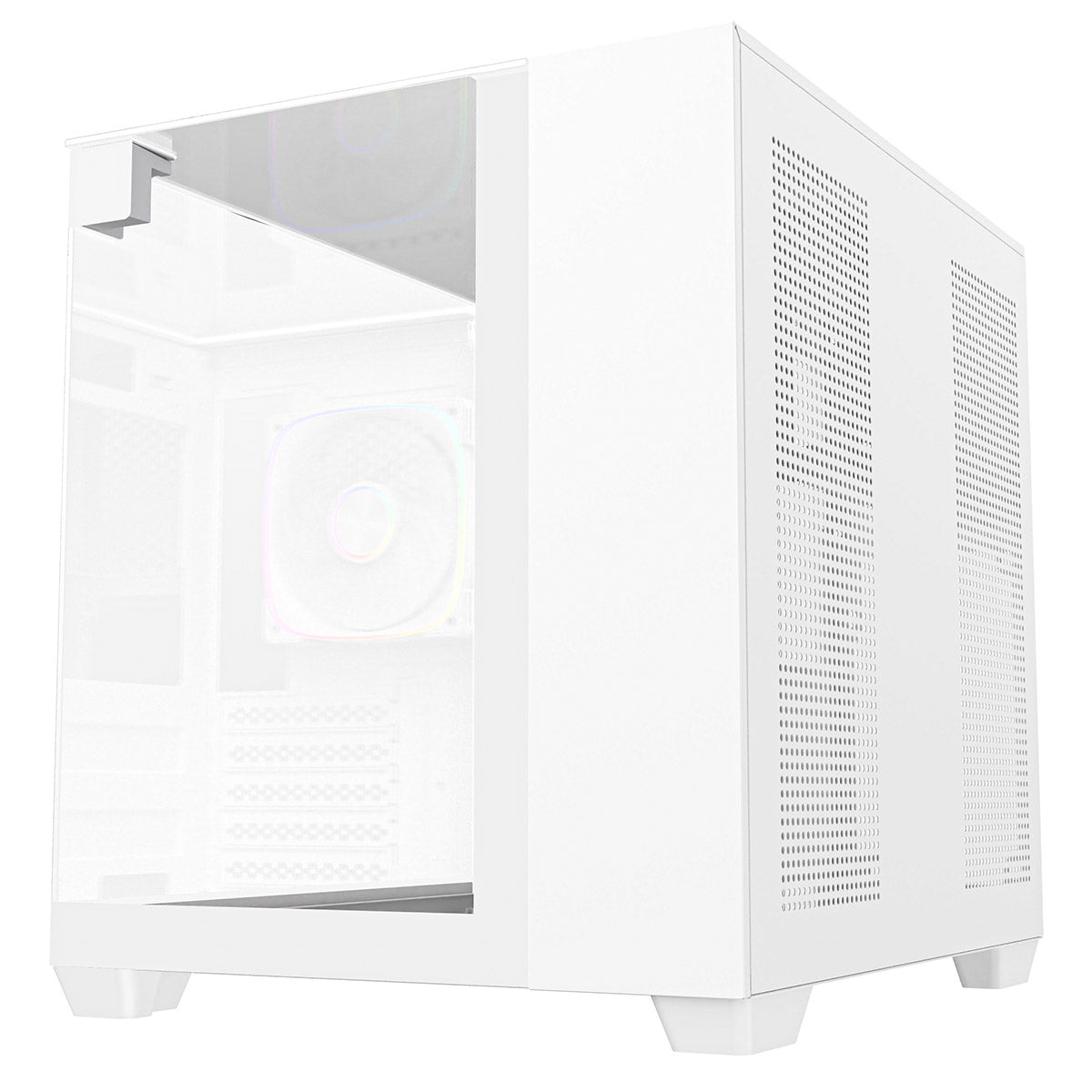 CiT Eclipse Mini White Micro-ATX Gaming Case With Three-Sided Tempered Glass and 3 x 120mm PWM ARGB Fans With 6-Port Hub Included - Destello