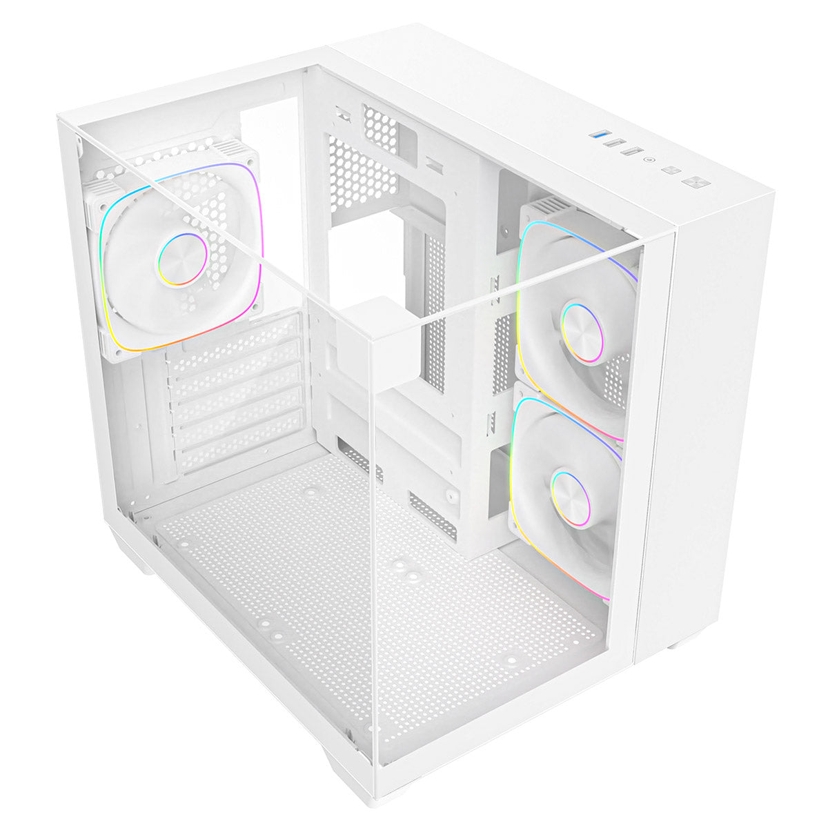CiT Eclipse Mini White Micro-ATX Gaming Case With Three-Sided Tempered Glass and 3 x 120mm PWM ARGB Fans With 6-Port Hub Included