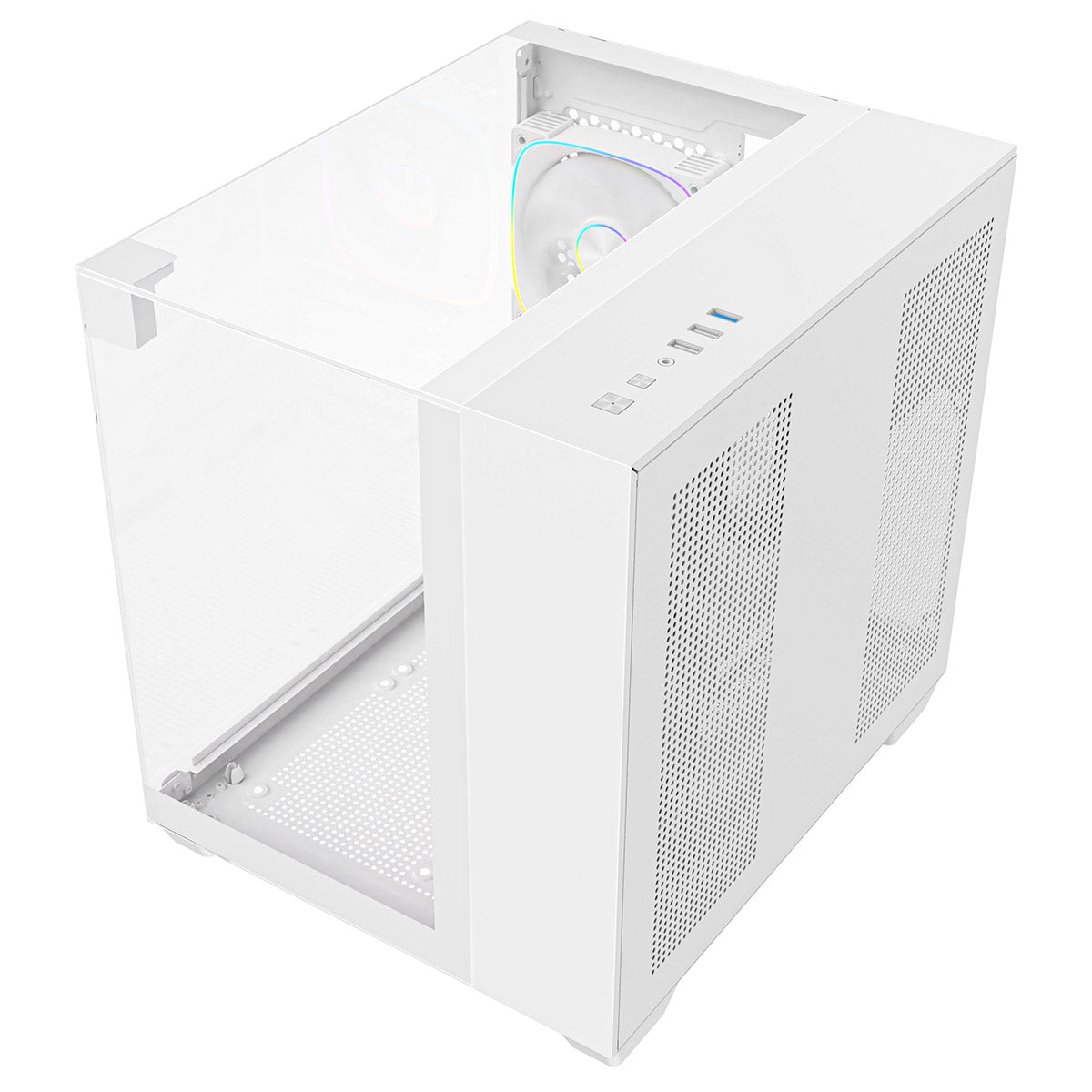 CiT Eclipse Mini White Micro-ATX Gaming Case With Three-Sided Tempered Glass and 3 x 120mm PWM ARGB Fans With 6-Port Hub Included - Destello
