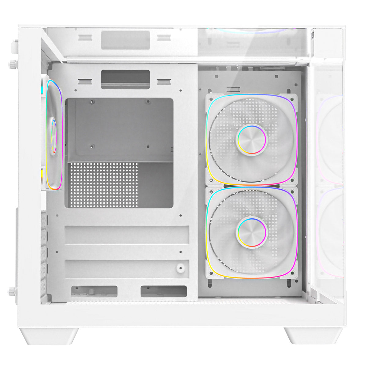 CiT Eclipse Mini White Micro-ATX Gaming Case With Three-Sided Tempered Glass and 3 x 120mm PWM ARGB Fans With 6-Port Hub Included - Destello