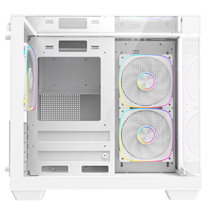 CiT Eclipse Mini White Micro-ATX Gaming Case With Three-Sided Tempered Glass and 3 x 120mm PWM ARGB Fans With 6-Port Hub Included - Destello
