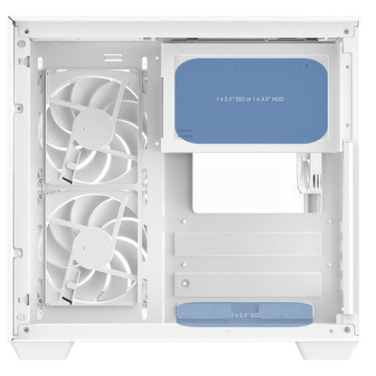 CiT Eclipse Mini White Micro-ATX Gaming Case With Three-Sided Tempered Glass and 3 x 120mm PWM ARGB Fans With 6-Port Hub Included