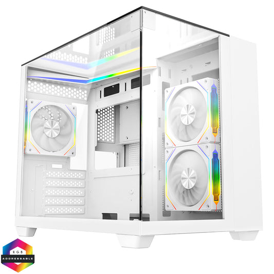 CiT Eclipse White Micro-ATX Gaming Case Tempered Glass ARGB