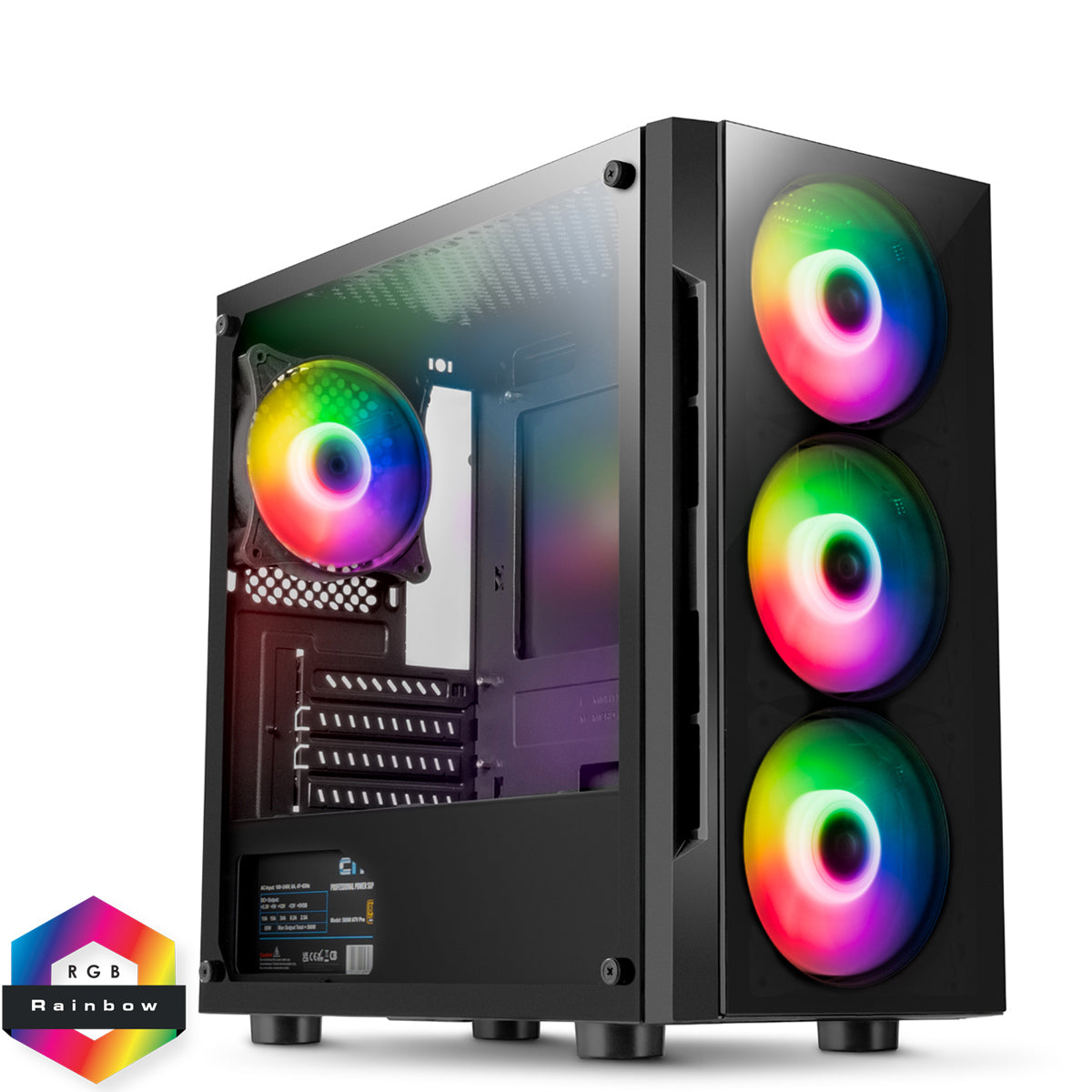 CiT Flash Micro-ATX Gaming Case 4x ARGB Fans Tempered Glass