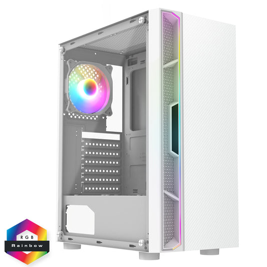 CiT Galaxy White Mid-Tower Gaming Case with RGB Fan & LED Strip