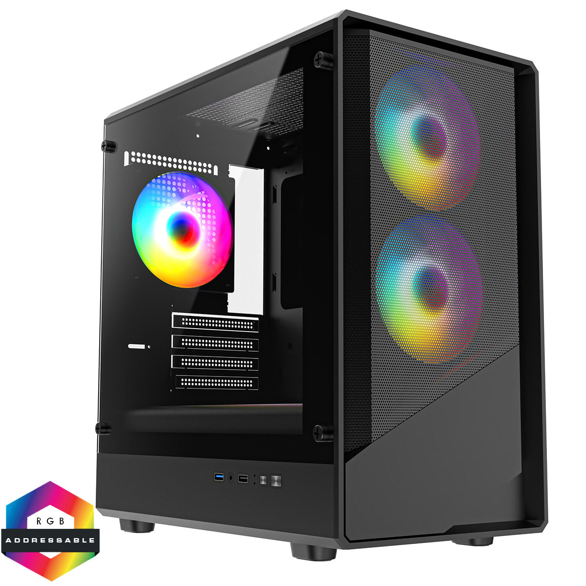 CiT Level 5 Black Micro-ATX Case 3x 120mm ARGB Fans