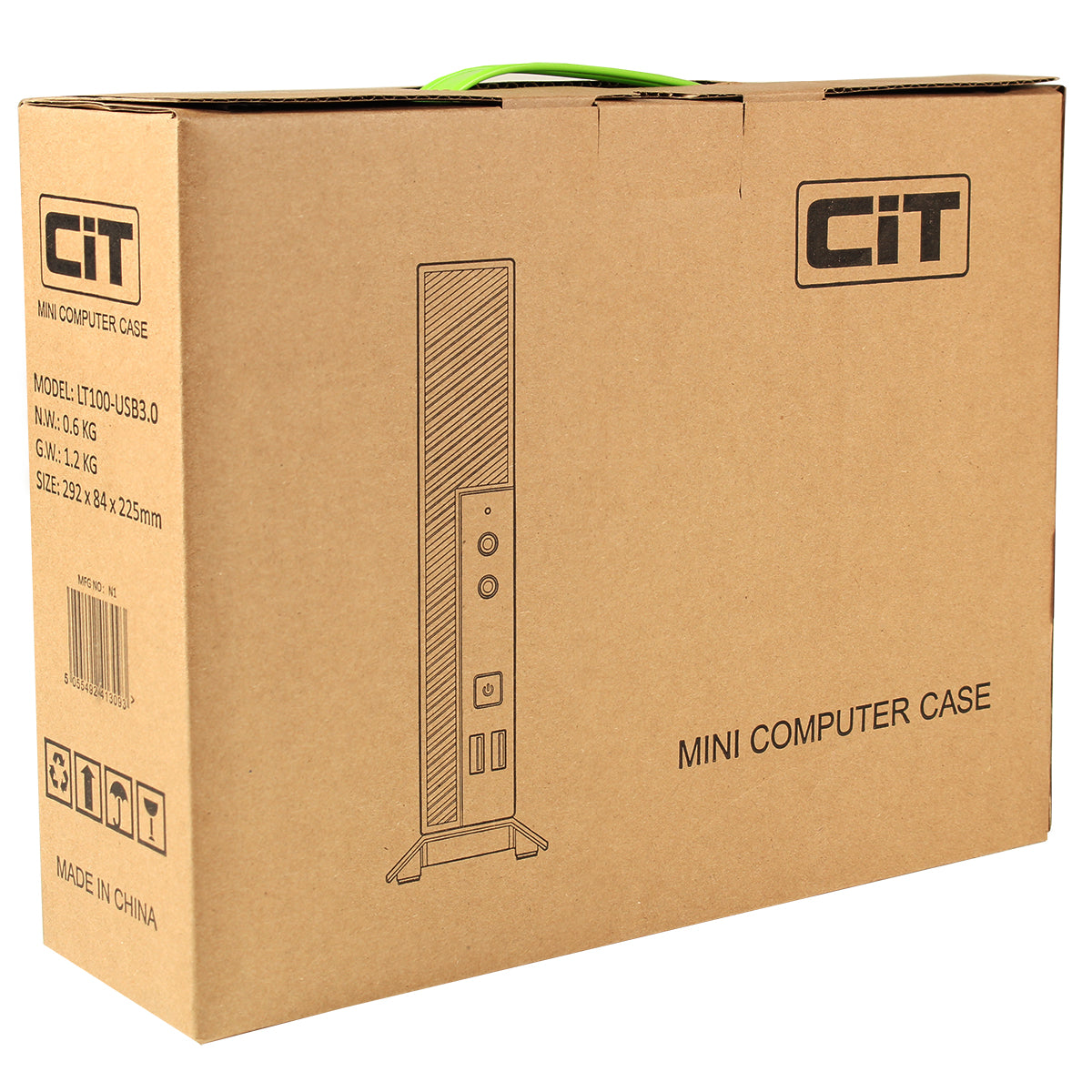 CiT LT100 1 Litre USB3.0 Ultra-Thin Mini-ITX Computer Case With 120W Laptop Adpater CPU Cooler  WIFI Antenna 5cm Included - Destello