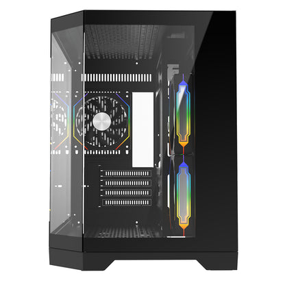 CiT Mars Black Micro-ATX Gaming Case With Dual Chamber Panoramic Tempered Glass With 3 x 120mm CiT Eclipse Infinity ARGB Fans