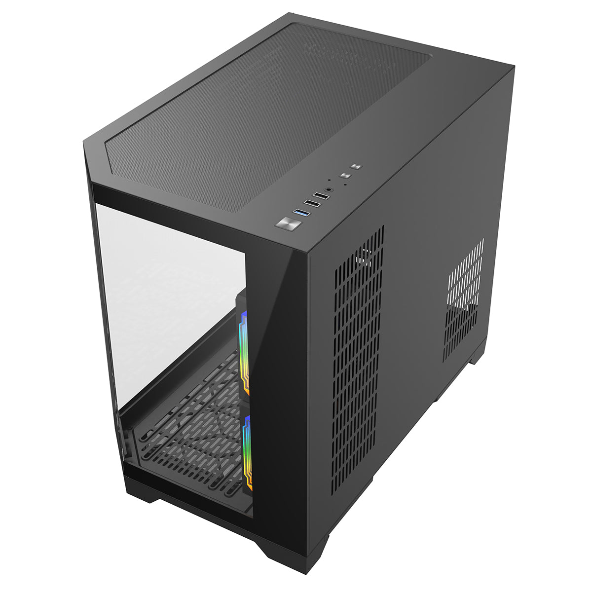 CiT Mars Black Micro-ATX Gaming Case With Dual Chamber Panoramic Tempered Glass With 3 x 120mm CiT Eclipse Infinity ARGB Fans