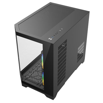 CiT Mars Black Micro-ATX Gaming Case With Dual Chamber Panoramic Tempered Glass With 3 x 120mm CiT Eclipse Infinity ARGB Fans CiT