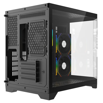CiT Mars Black Micro-ATX Gaming Case With Dual Chamber Panoramic Tempered Glass With 3 x 120mm CiT Eclipse Infinity ARGB Fans CiT