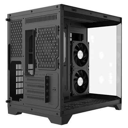 CiT Mars Black Micro-ATX Gaming Case With Dual Chamber Panoramic Tempered Glass With 3 x 120mm CiT Eclipse Infinity ARGB Fans CiT