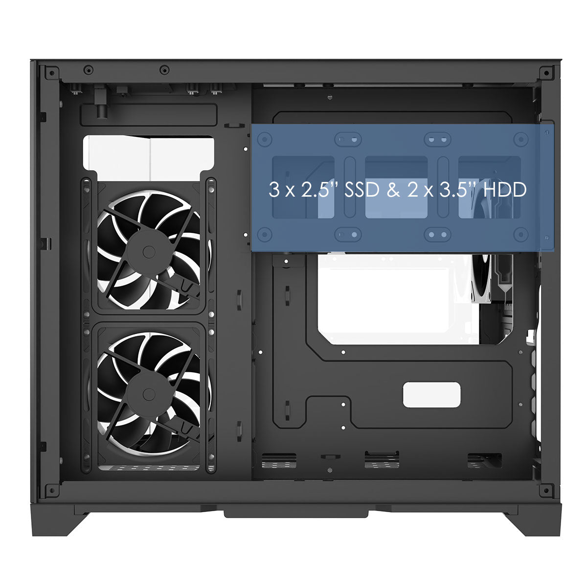 CiT Mars Black Micro-ATX Gaming Case With Dual Chamber Panoramic Tempered Glass With 3 x 120mm CiT Eclipse Infinity ARGB Fans CiT
