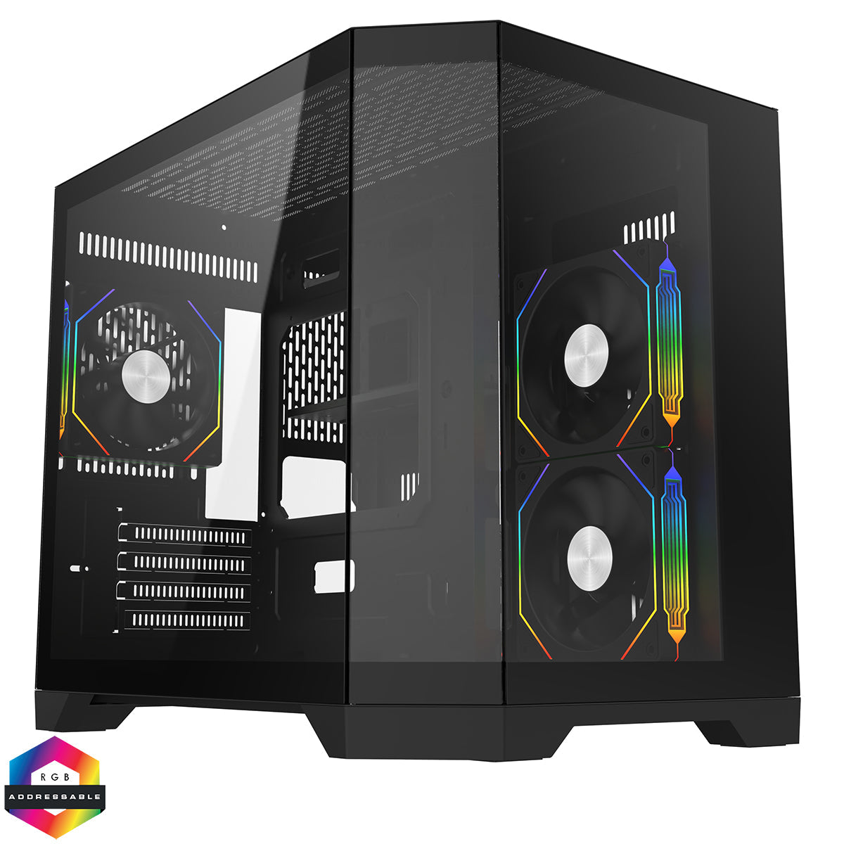 CiT Mars Black Micro-ATX Gaming Case With Dual Chamber Panoramic Tempered Glass With 3 x 120mm CiT Eclipse Infinity ARGB Fans CiT