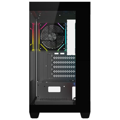 CiT Mercury Black Micro-ATX Gaming Case With Two-Sided Tempered Glass and Power Supply Shroud With 3 x 120mm Infinity PWM ARGB Fans CiT