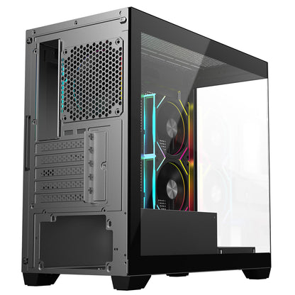 CiT Mercury Black Micro-ATX Gaming Case With Two-Sided Tempered Glass and Power Supply Shroud With 3 x 120mm Infinity PWM ARGB Fans