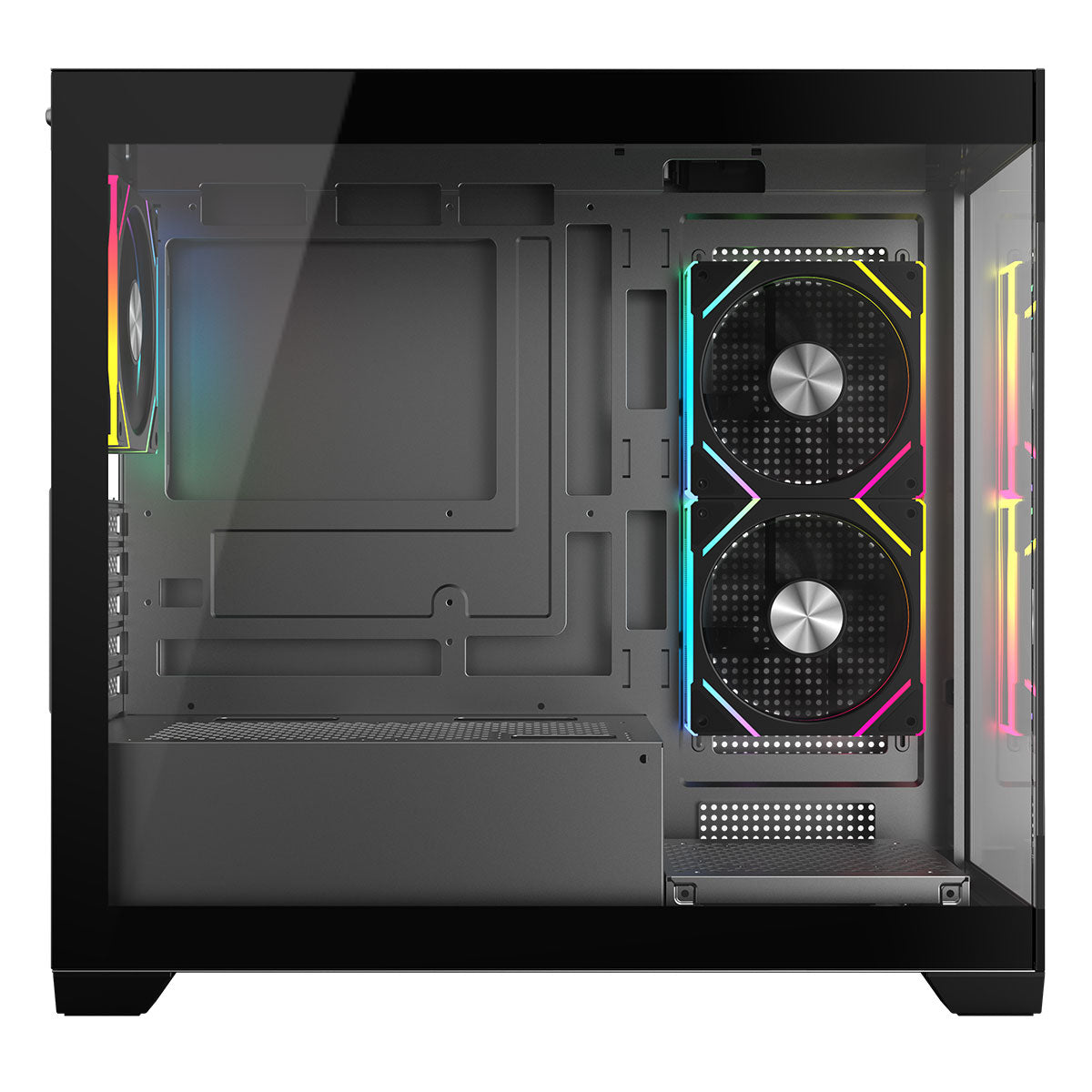 CiT Mercury Black Micro-ATX Gaming Case With Two-Sided Tempered Glass and Power Supply Shroud With 3 x 120mm Infinity PWM ARGB Fans CiT