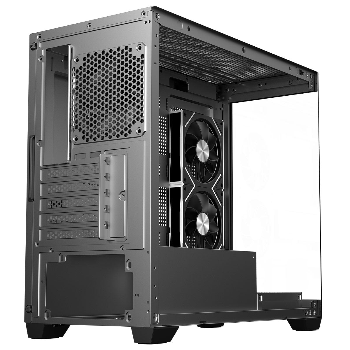 CiT Mercury Black Micro-ATX Gaming Case With Two-Sided Tempered Glass and Power Supply Shroud With 3 x 120mm Infinity PWM ARGB Fans CiT