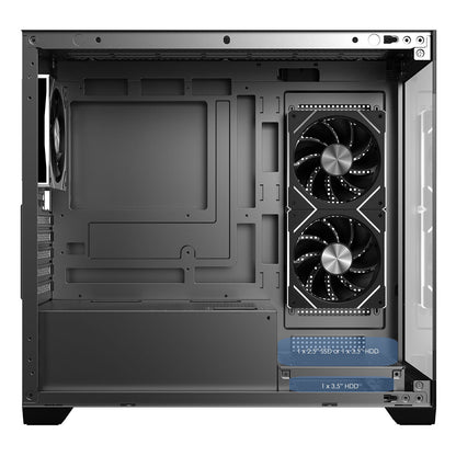 CiT Mercury Black Micro-ATX Gaming Case With Two-Sided Tempered Glass and Power Supply Shroud With 3 x 120mm Infinity PWM ARGB Fans CiT