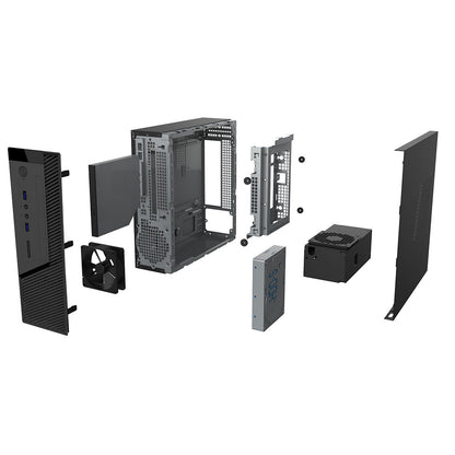 CiT MTX-008B Mini-ITX Desktop  Tower with 300w TFX Bronze 80 PSU  Black