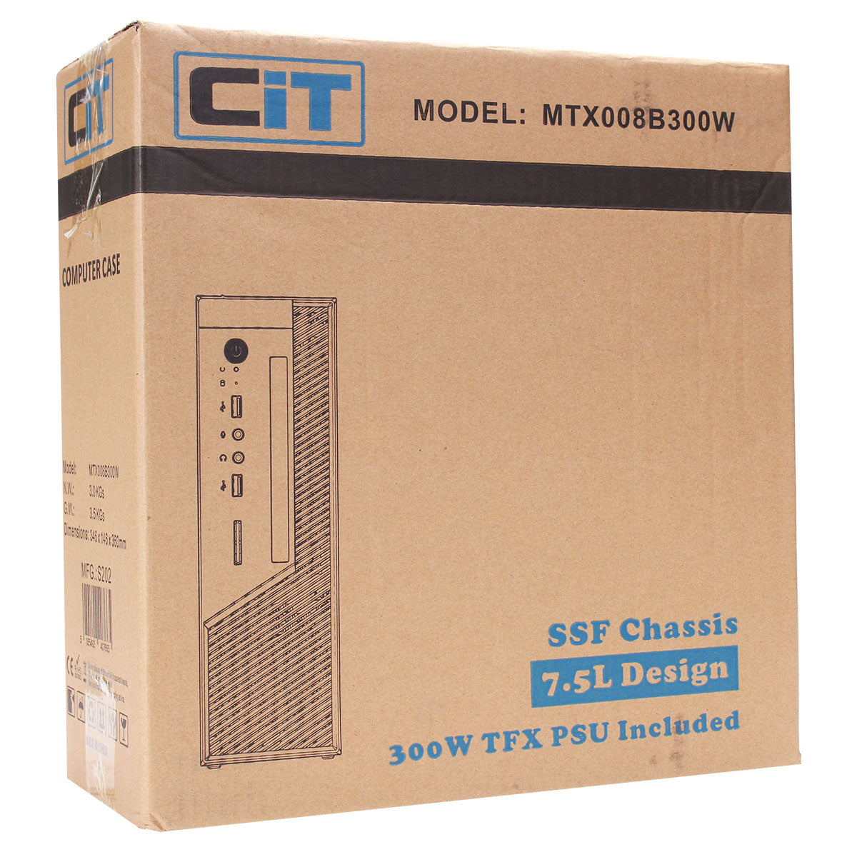 CiT MTX-008B Mini-ITX Desktop  Tower with 300w TFX Bronze 80 PSU  Black - Destello