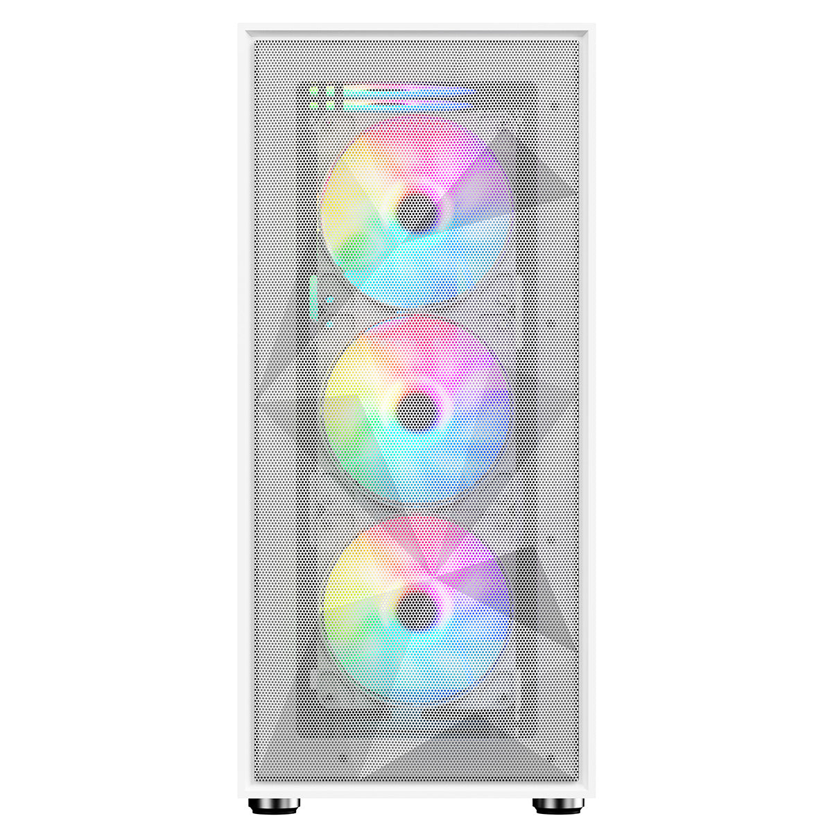 CiT Phantom XL White E-ATX Gaming Case with Crinkled Metal Mesh Front Tinted Tempered Glass Side 6 x Inner-Ring ARGB Fans 6-Port Hub CiT