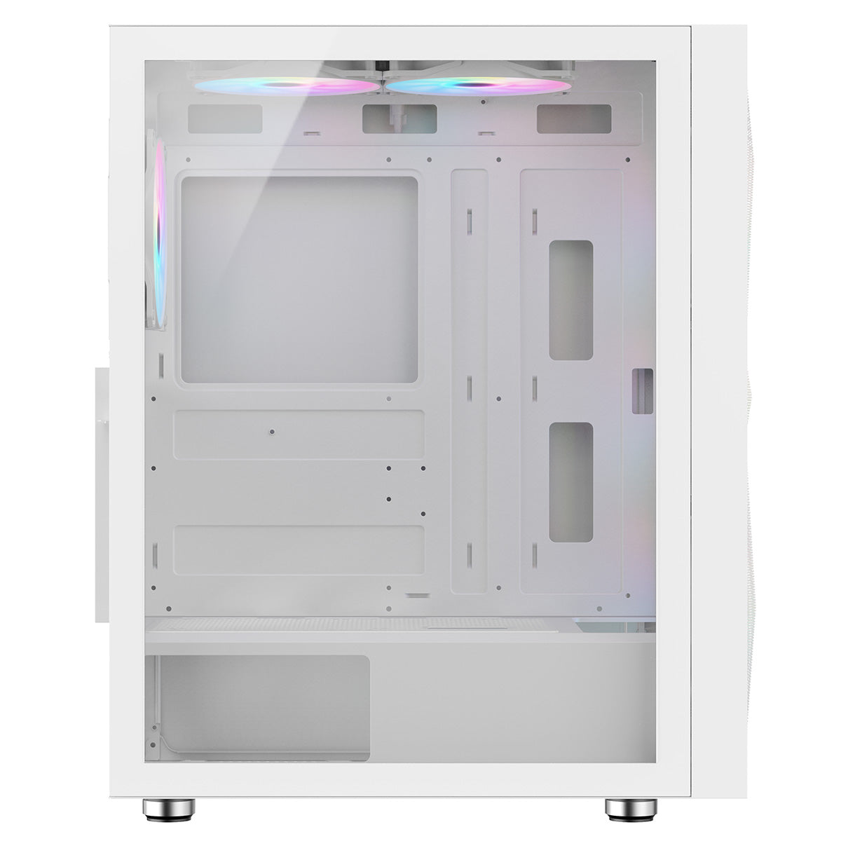 CiT Phantom XL White E-ATX Gaming Case with Crinkled Metal Mesh Front Tinted Tempered Glass Side 6 x Inner-Ring ARGB Fans 6-Port Hub CiT
