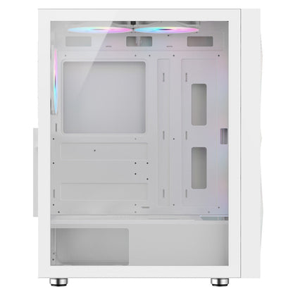 CiT Phantom XL White E-ATX Gaming Case with Crinkled Metal Mesh Front Tinted Tempered Glass Side 6 x Inner-Ring ARGB Fans 6-Port Hub CiT