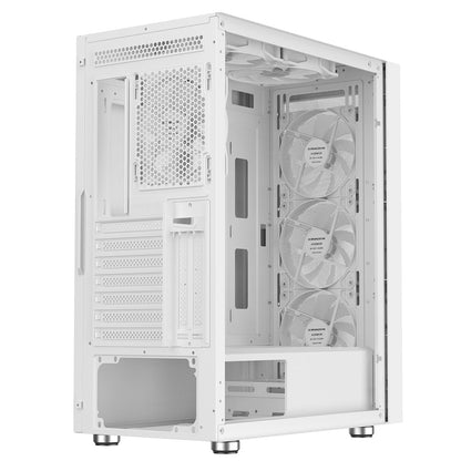 CiT Phantom XL White E-ATX Gaming Case with Crinkled Metal Mesh Front Tinted Tempered Glass Side 6 x Inner-Ring ARGB Fans 6-Port Hub CiT